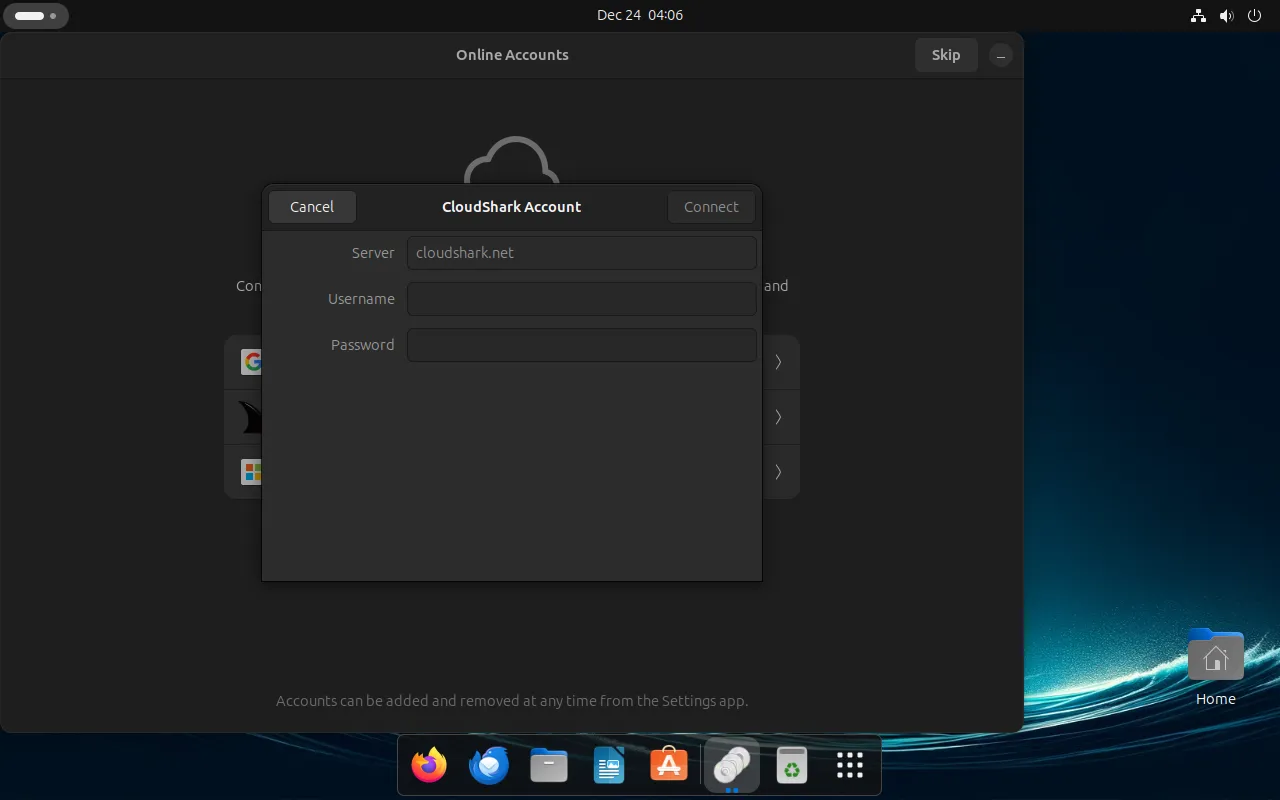 Connecting online accounts, including CloudShark