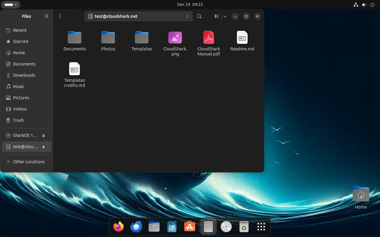 Files, with CloudShark folders in the sidebar